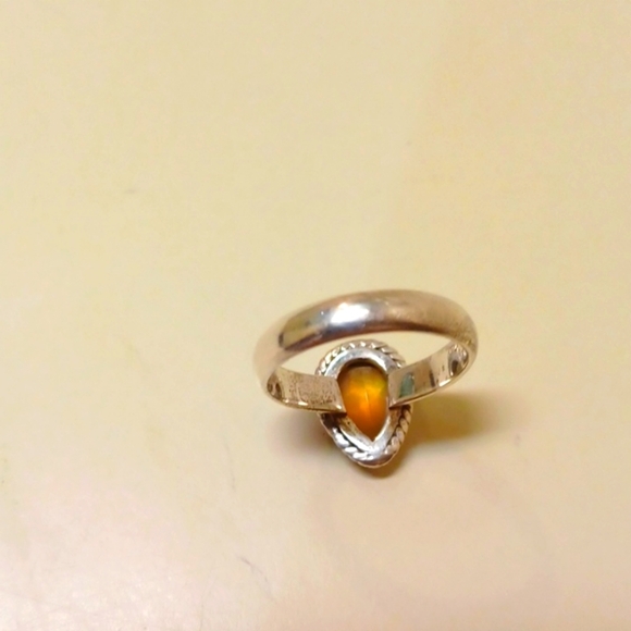Womans Ethiopian Opal 100% Sterling Silver Large Tear Drop Ring Sz 8 - Picture 13 of 17